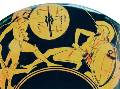 Поединок Аякса и Гектора. Фрагмент росписи краснофигурного килика. Аттика. Около 480 года до н.э., мастер Докимасии. ГЭ