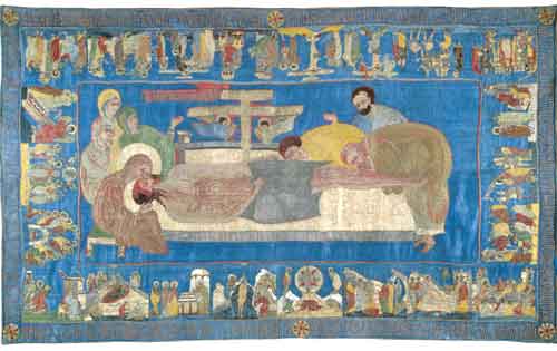 Положение во гроб. 1512. Плащаница из Солотчинского монастыря. РИАМЗ
