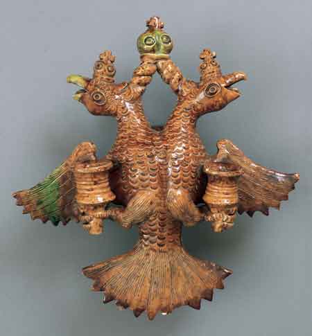 Скопинская керамика. Подсвечник «Двуглавый орел». Конец XIX — начало XX века
