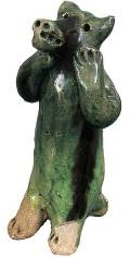 Скопинская керамика. Игрушка-свистулька «Медведь». Начало XX века