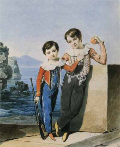 	Портрет Андрея и Петра Павловичей Шуваловых. Акварель А.П.Брюллова. 1825
