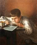 Ф.Зайцев. Мальчик за чаем. 1840-е годы.  Холст, масло