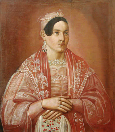 Неизвестный художник. Женский портрет  на лиловом фоне. 1850-е годы. Холст, масло
