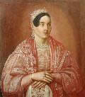 Неизвестный художник. Женский портрет  на лиловом фоне. 1850-е годы. Холст, масло