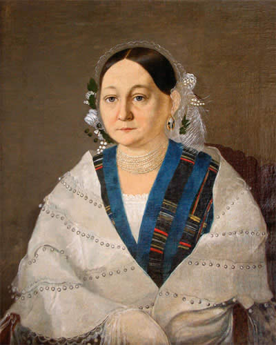 Неизвестный художник. Портрет женщины  с ожерельем. 1850-е годы. Холст, масло
