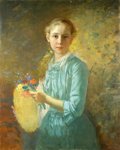 С.Жильцов. Портрет девушки с цветами. 1883. Холст, масло
