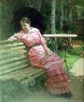 К.Лемох. На скамейке. Варька. 1893–1894. Дерево, масло