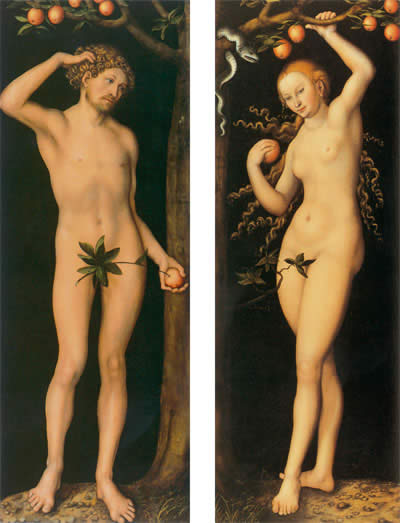 Лукас Кранах Старший. Диптих «Адам» и «Ева». Около 1530. Доска, масло. Музей Нортона Саймона (США)

