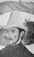 Портрет поэта Н.Клюева. 1918. Холст, масло. Местонахождение неизвестно
