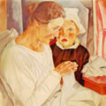 Портрет жены и сына. 1919. Холст, масло. Местонахождение неизвестно