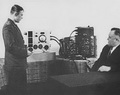 С.П.Королёв принимает экзамен у Ю.А.Гагарина по оборудованию космического корабля «Восток». Байконур. Апрель 1961 года