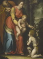 Фра Себастьяно дель Пьомбо. Святое семейство с младенцем Иоанном Крестителем. Около 1516–1517 годов. Италия. Дерево, грунт, масло, темпера