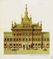 Рисунок центрального фасада музея первоначального проекта И.А.Монигетти. Архив Политехнического музея