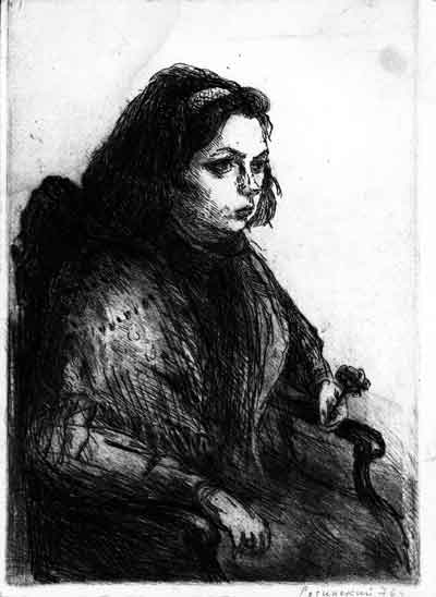 М.Рогинский. Женский портрет. 1976. Офорт
